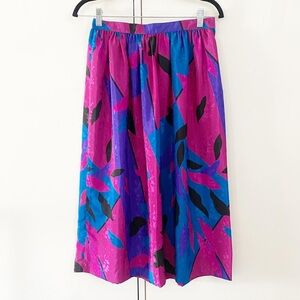 Vintage 80s Silk Midi Skirt